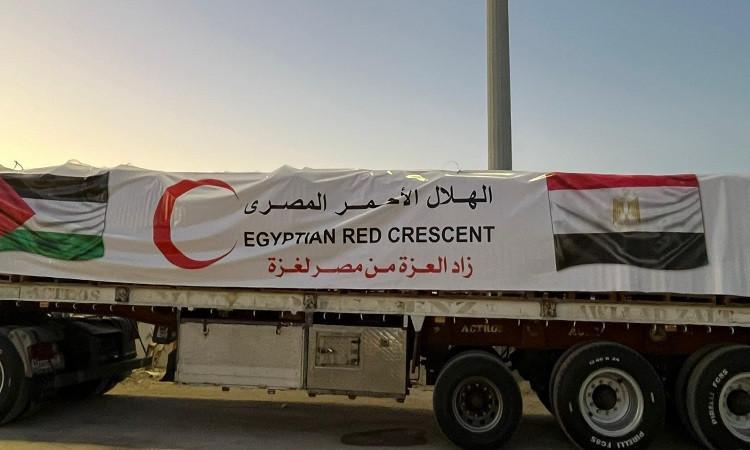 الهلال الأحمر المصري يطلق القافلة 291 من «زاد العزة» محملة بآلاف الأطنان من المساعدات إلى غزة